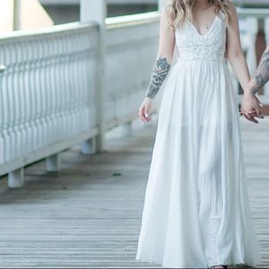 White backless dress